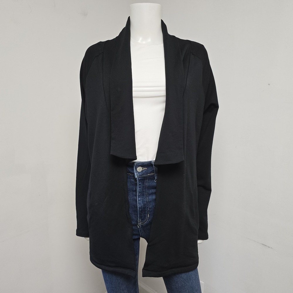 Tart Stitchfix Cardigan M Arless Jacket Black Draped Open Front Minimalist NWT